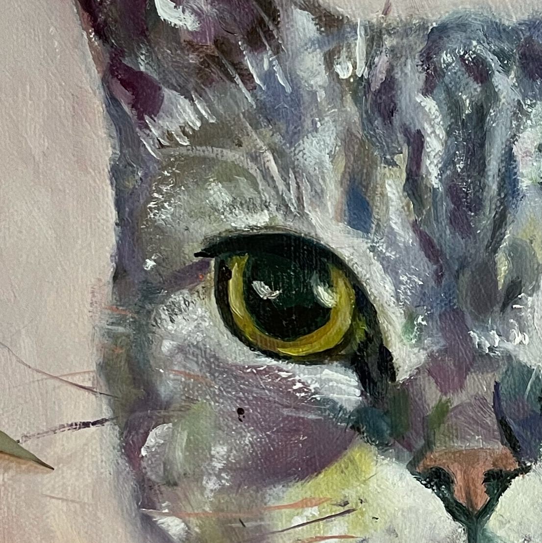 寵物油畫訂製 │ 美短 – 小皮 - 第2張圖 寵物油畫訂製 │ 美短 – 小皮