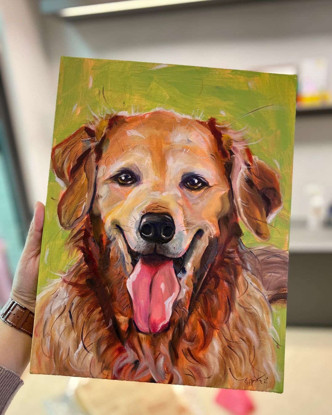 寵物油畫訂製 │ 黃金獵犬-Lemon - 第6張圖 寵物油畫訂製 │ 黃金獵犬-Lemon